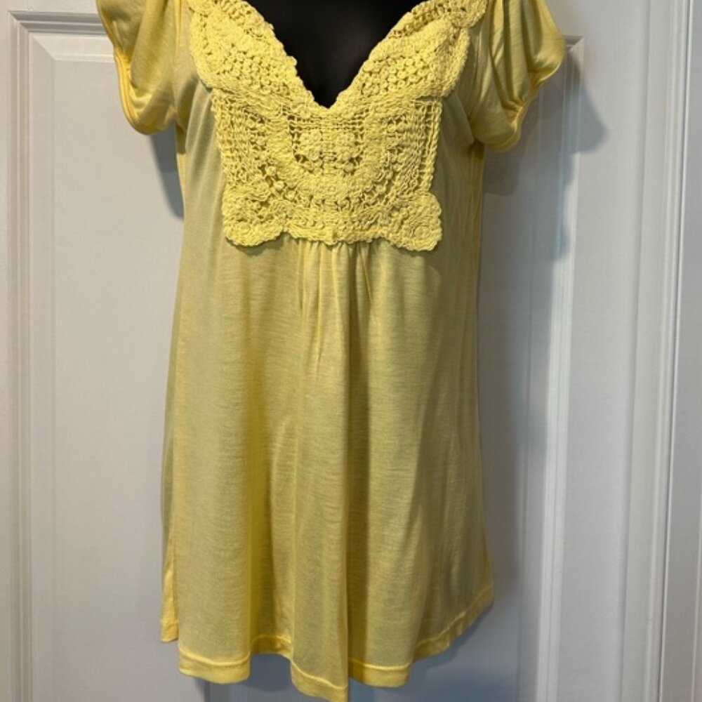 Yellow Crochet Detail Top